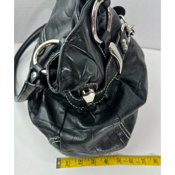 *Flawed* B Makowsky Leather Shoulder Bag Slouchy Hobo Satchel Belted Clip Purse - Picture 11 of 16
